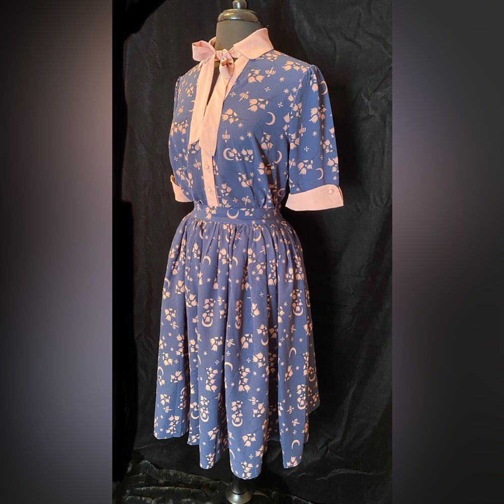 Collectif Eleanor Moonflower Blouse & Skirt Set, US Women’s Size 10 - Picture 4 of 15